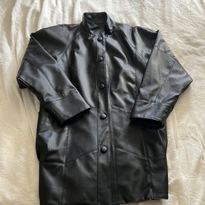 Faux leather longline jacket